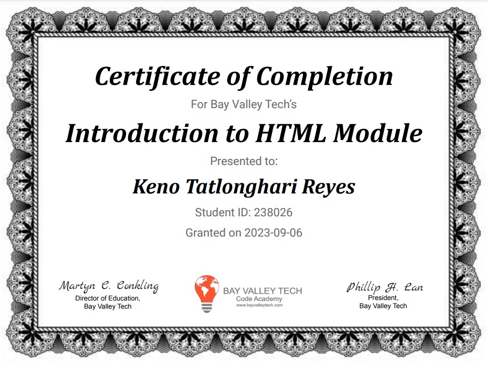 HTML Module Certification